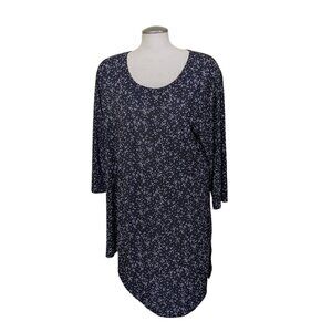 DKR Tunic Top Shirt Womens Plus 2X Stretchy Slinky Travel Flowy Black Polka Dot